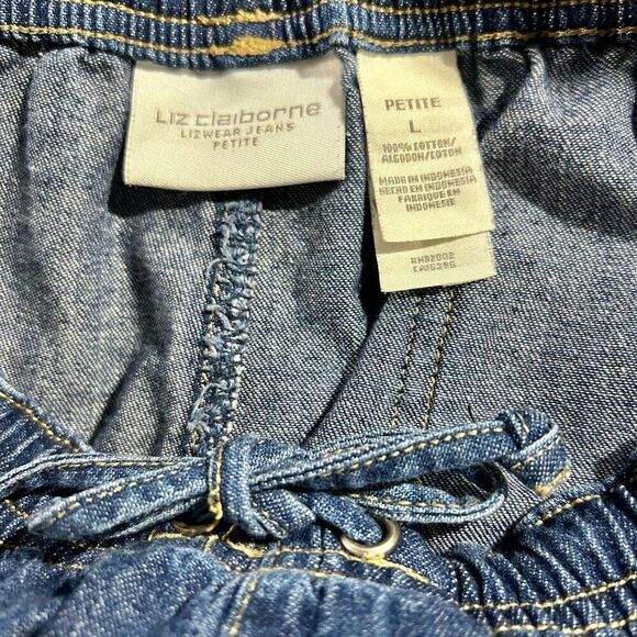 Liz Claiborne Petite Large Blue Denim Jeans Elastic Waist EUC - Picture 5 of 7
